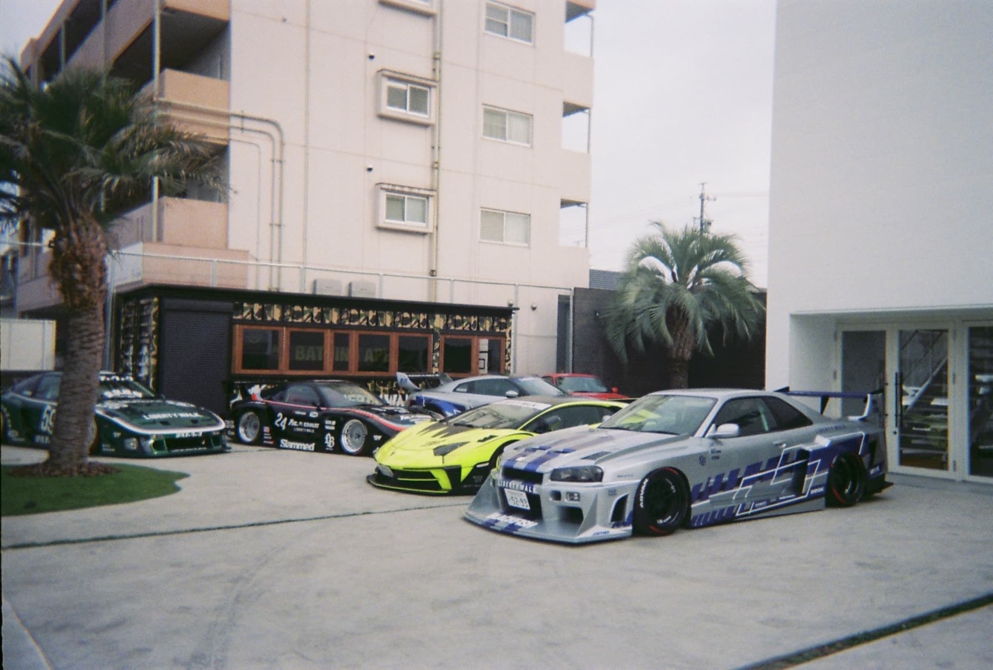 Liberty Walk headquarters lineup, Japan — 35mm film