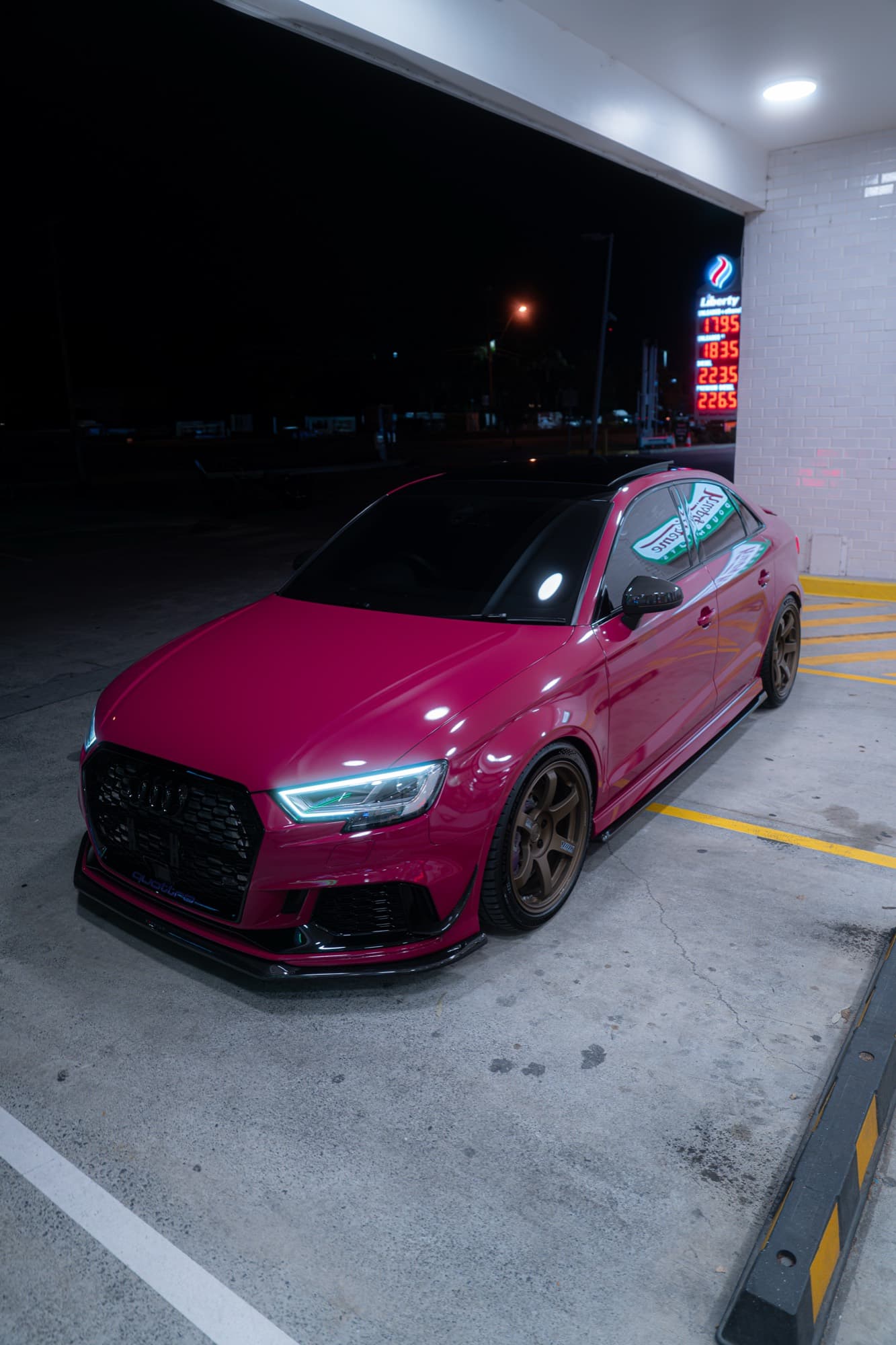 Audi RS3 — forecourt at night